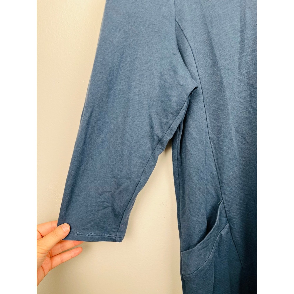 Pure Jill Pima Cotton Modal Tunic Dress PM Teal Blue Pockets Coastal‎ Grandma - Picture 3 of 8